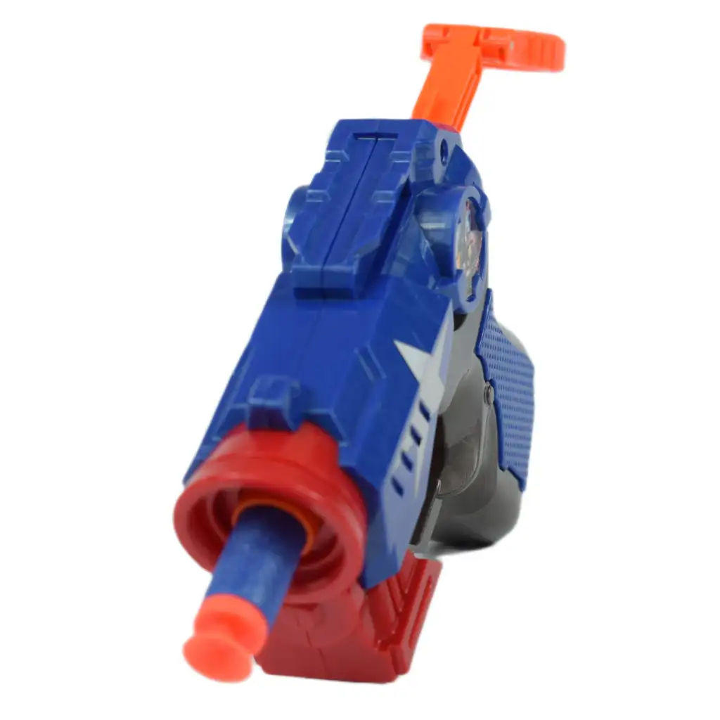 Cool Soft Bullet Gun: Малък пистолет за стрелба с гъбички с патрони в син цвят 14см изображение 3