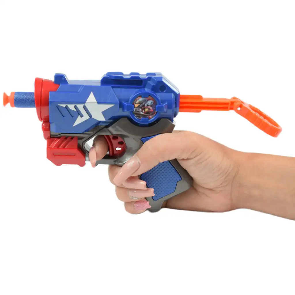 Cool Soft Bullet Gun: Малък пистолет за стрелба с гъбички с патрони в син цвят 14см изображение 6