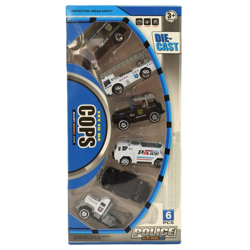 Cops Die-Cast: Полицейски комплект с 6 малки автомобила изображение 2
