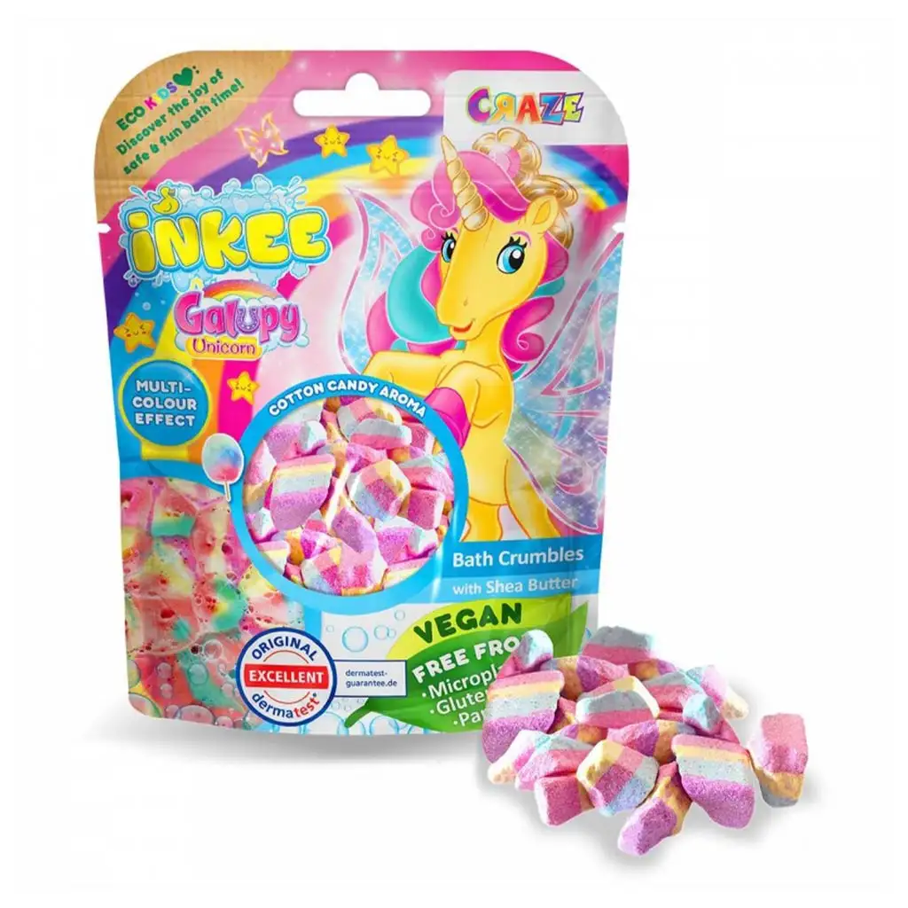 Craze Inkee: Galupy Unicorn Веган бомбички за баня с кристална форма изображение 1