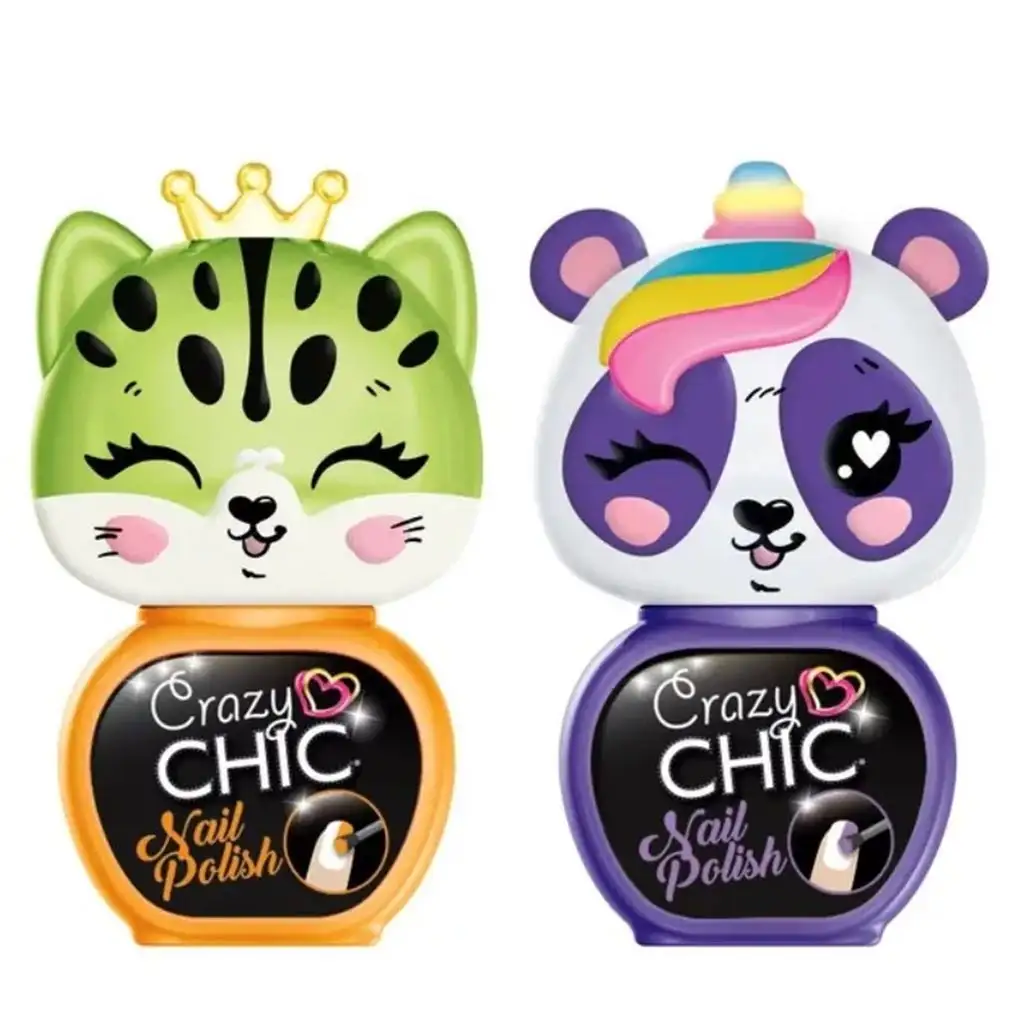 Crazy Chic: Lovely Nail лак за нокти с четка под формата на животни 2бр. жълт и розов комплект - Clementoni изображение 2