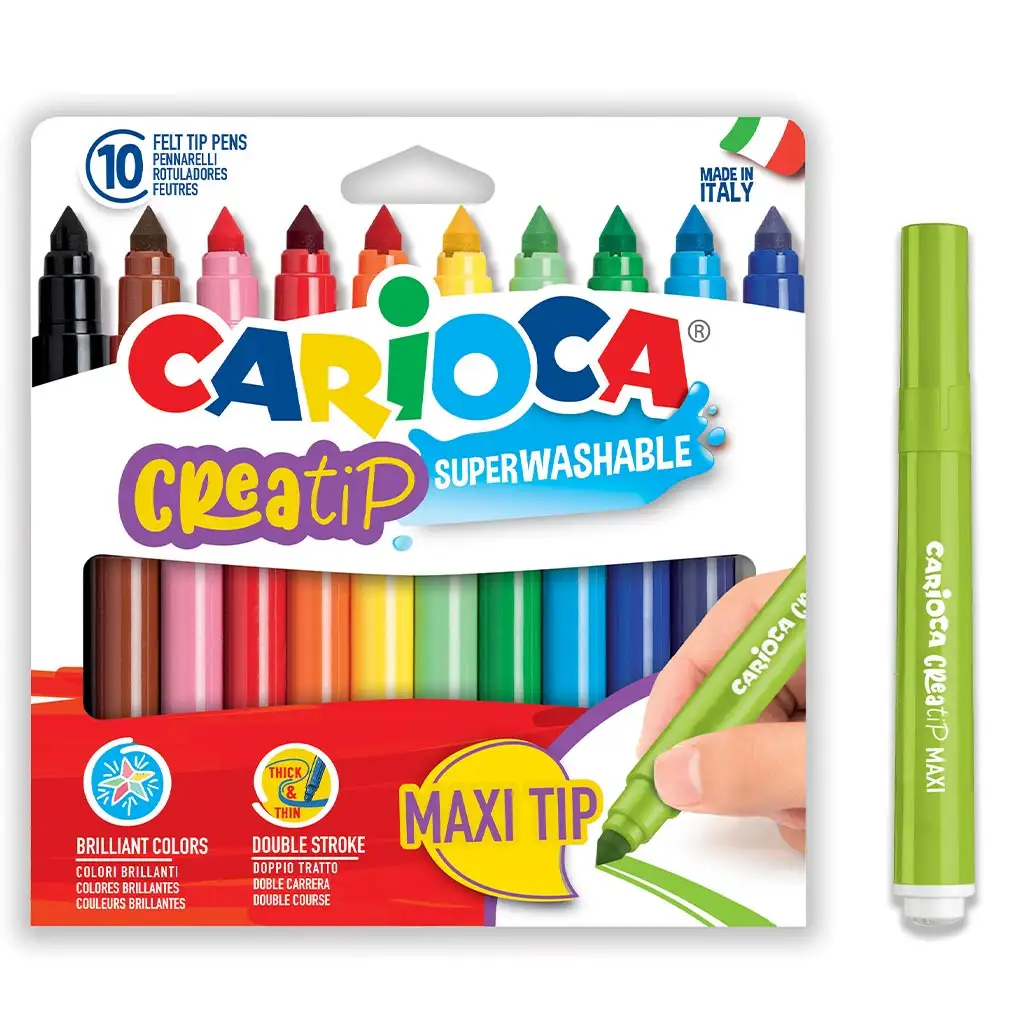 Creatip 10бр. макси флумастери комплект - Carioca изображение 1