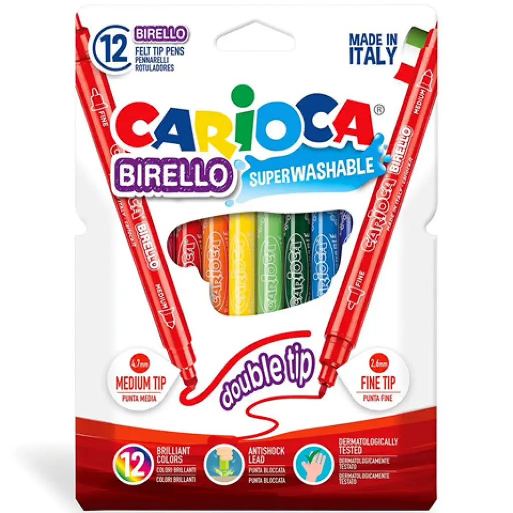 Цветен комплект флумастери с два вида накрайници 12 броя - Carioca изображение 3