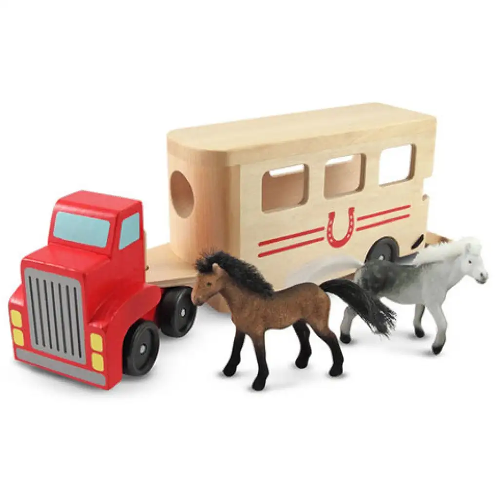 Дървен транспортен автомобил за коне - Melissa & Doug изображение 2