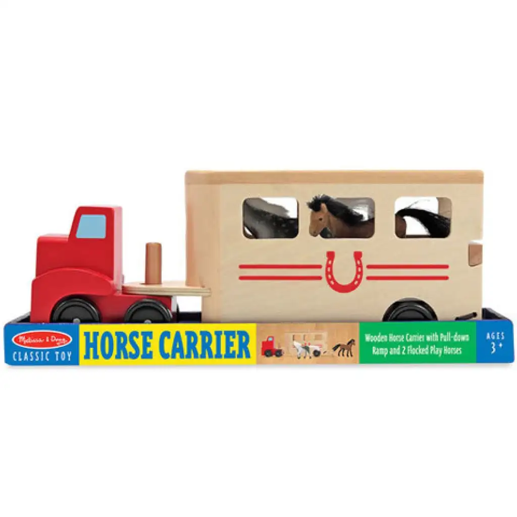 Дървен транспортен автомобил за коне - Melissa & Doug изображение 1