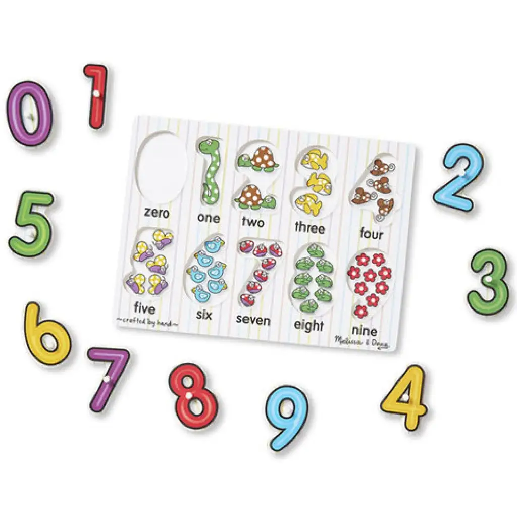 Дървено пъзел с числа и дръжка - Melissa & Doug изображение 2