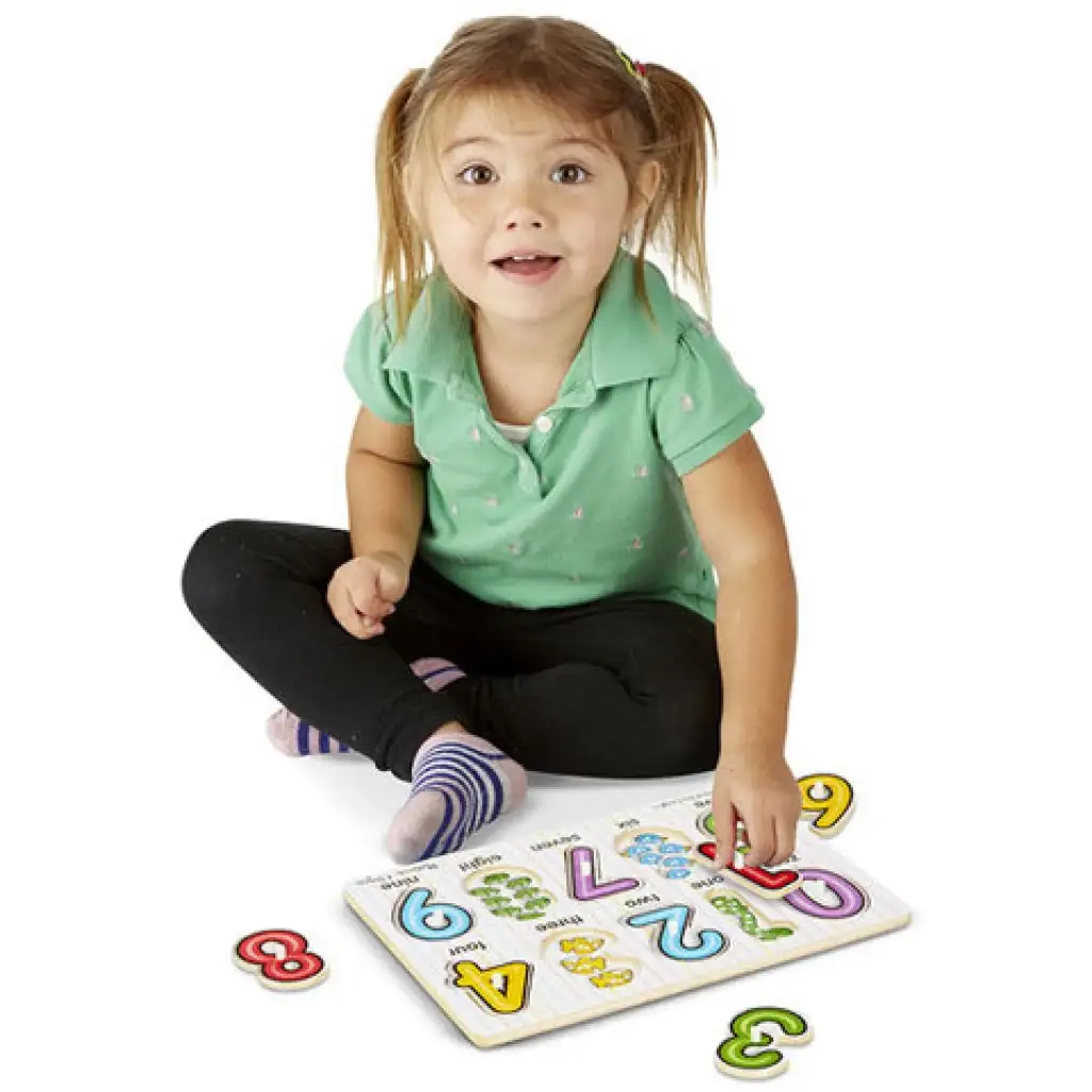 Дървено пъзел с числа и дръжка - Melissa & Doug изображение 3