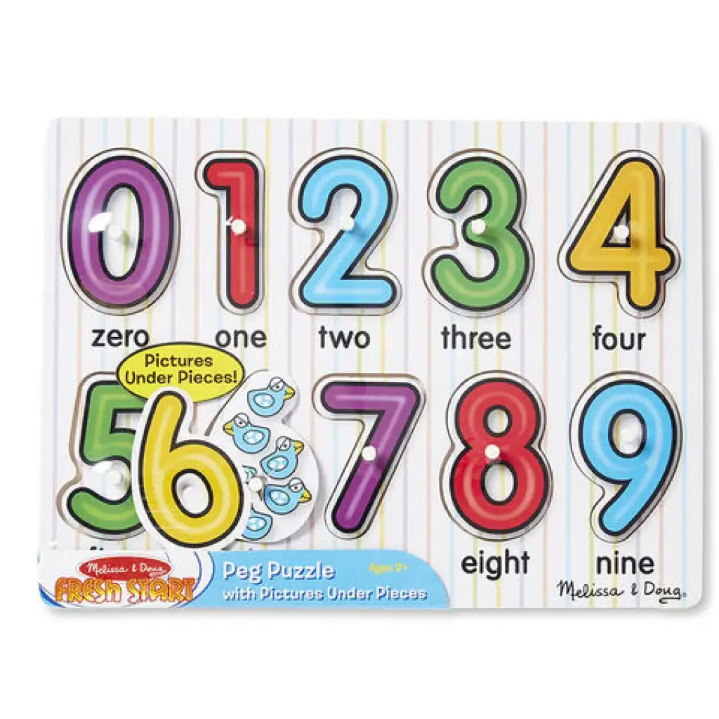 Дървено пъзел с числа и дръжка - Melissa & Doug изображение 1