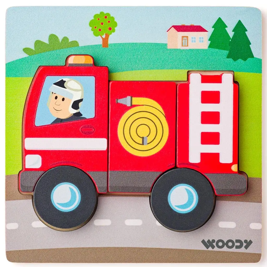 Дървено пожарникарско 5 части пъзел - Woodyland изображение 1