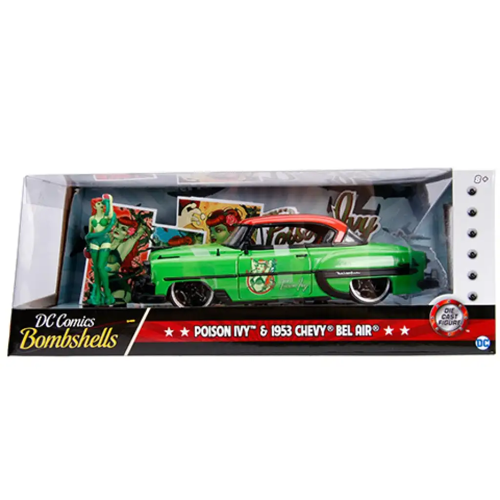 DC Comics: Фигура на Отровната целувка и метален автомобилен модел 1953 Chevy Bel Air 1/24 - Simba Toys изображение 1