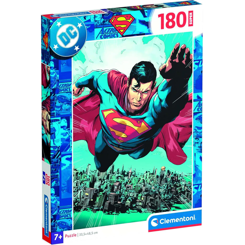 DC Comics Superman лети над града 180 части пъзел - Clementoni изображение 1