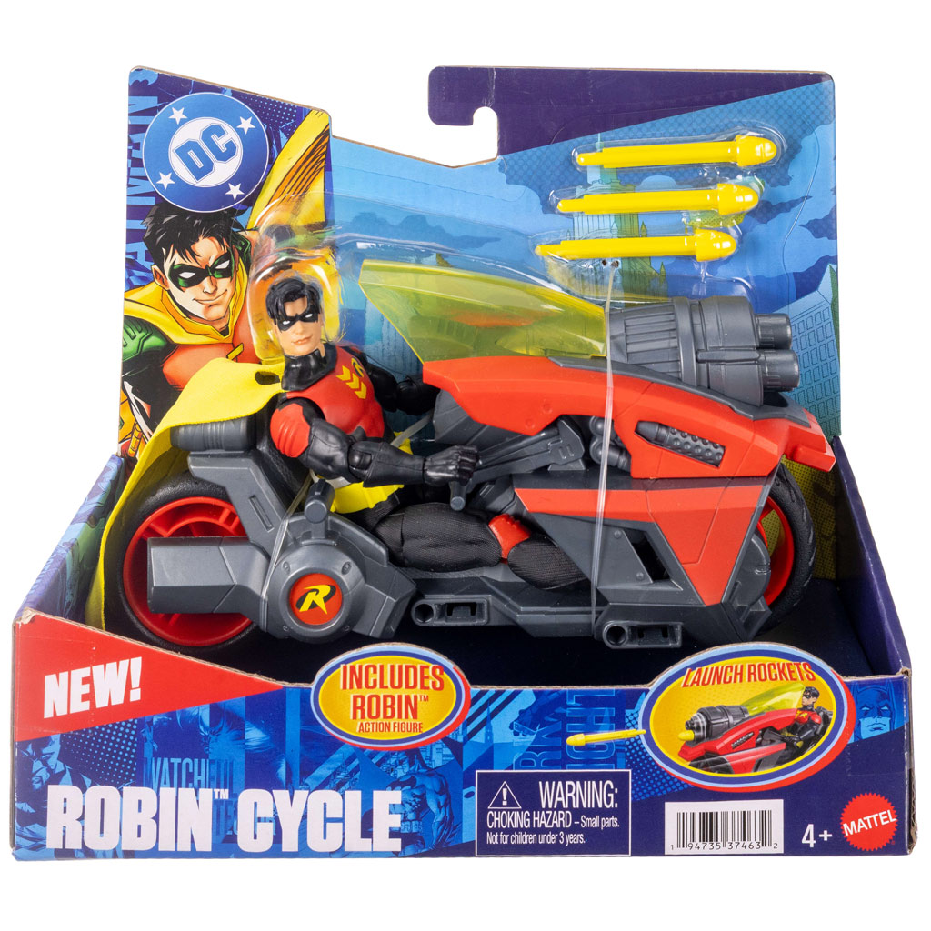 DC Робин екшън фигура с мотор и изстрелващи ракети – Mattel изображение 1