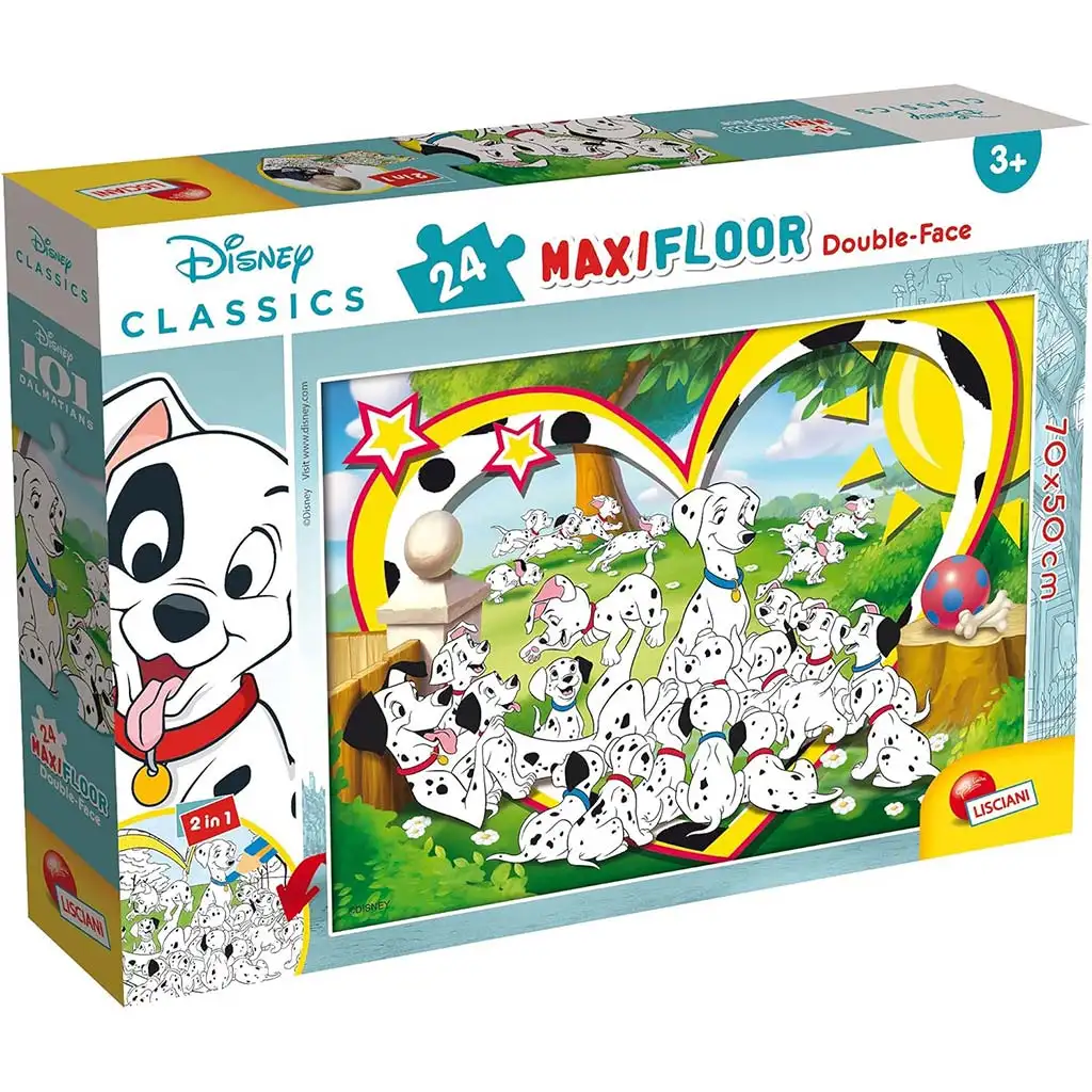 Disney 101 кученца 2 в 1 макси 24бр. пъзел и оцветяване 70x50см - Lisciani изображение 1