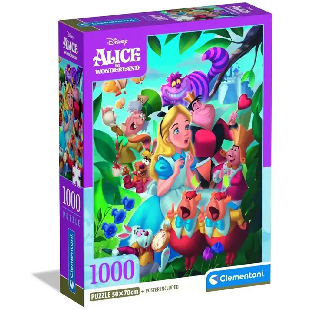 Disney - Алиса в страната на чудесата 1000 части пъзел с постер - Clementoni изображение 1
