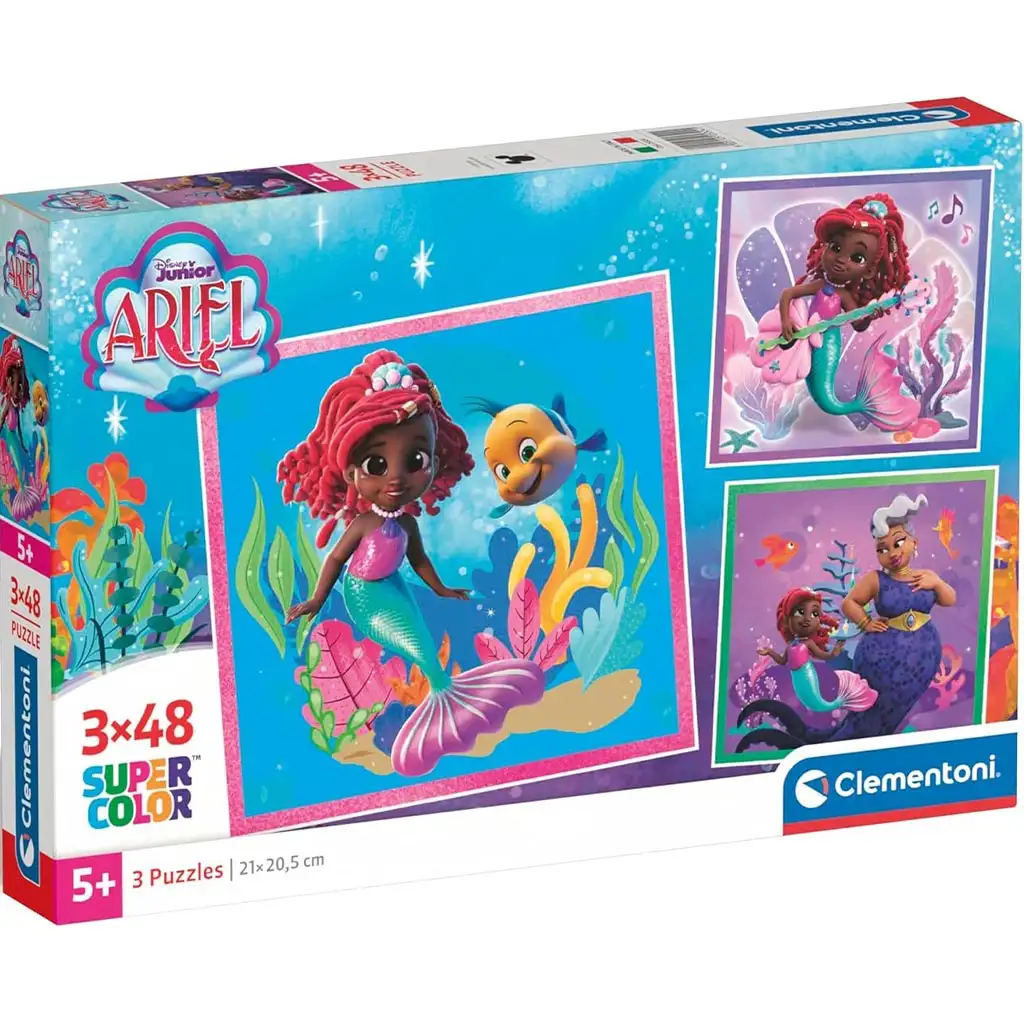 Disney Ариел 3x48бр.-ов Supercolor пъзел - Clementoni изображение 1