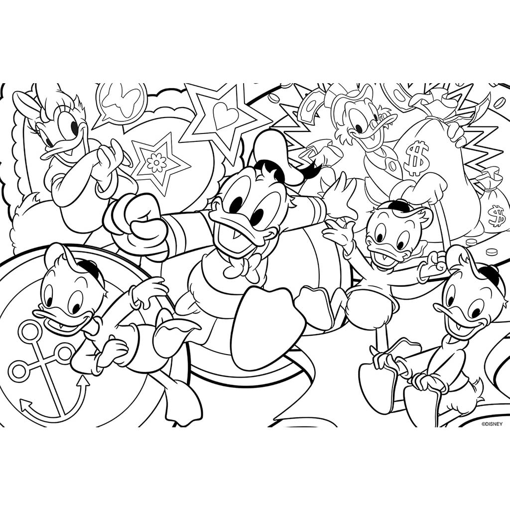 Disney Доналд Дък 2 в 1 24 части пъзел и оцветяване 50x35см - Lisciani изображение 2