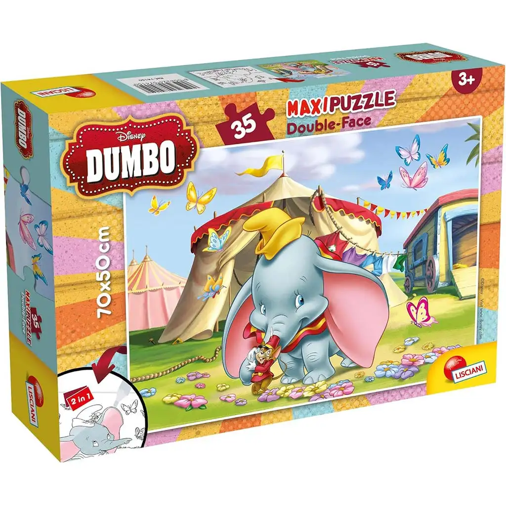 Disney Dumbo 2 в 1 35 части макси пъзел и оцветяване 70x50см - Lisciani изображение 1