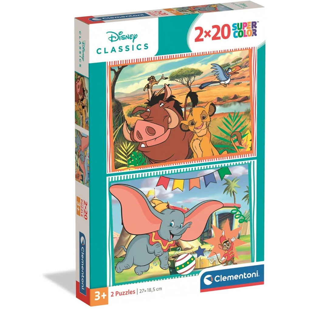 Disney Класики Цар Лъв и Дъмбо 2x20бр. Supercolor пъзел - Clementoni изображение 1