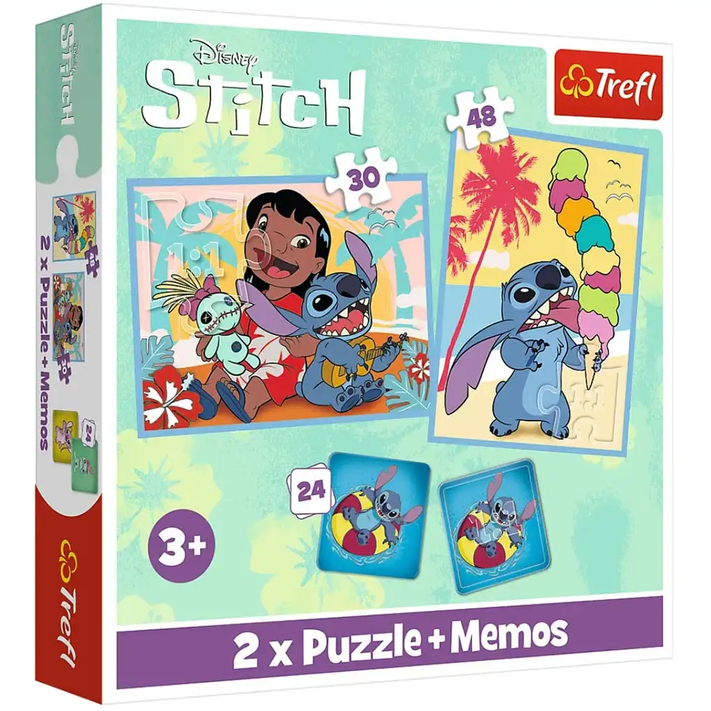 Disney Lilo&Stitch пъзел и карти за памет 2 в 1 комплект - Trefl изображение 1
