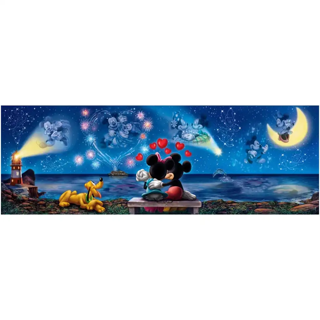Disney - Магическата нощ на Мики и Мини 1000 части панорамна пъзел с постер - Clementoni изображение 2