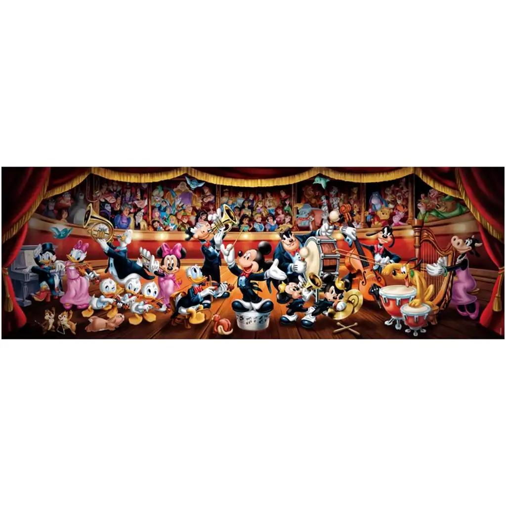 Disney – Мики и приятелите му в оркестър 1000 части панорамна пъзел с постер - Clementoni изображение 2
