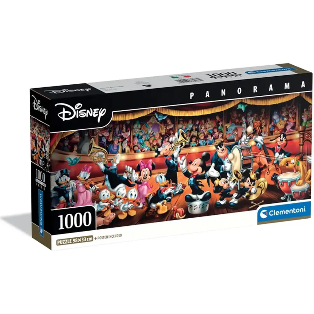 Disney – Мики и приятелите му в оркестър 1000 части панорамна пъзел с постер - Clementoni изображение 1