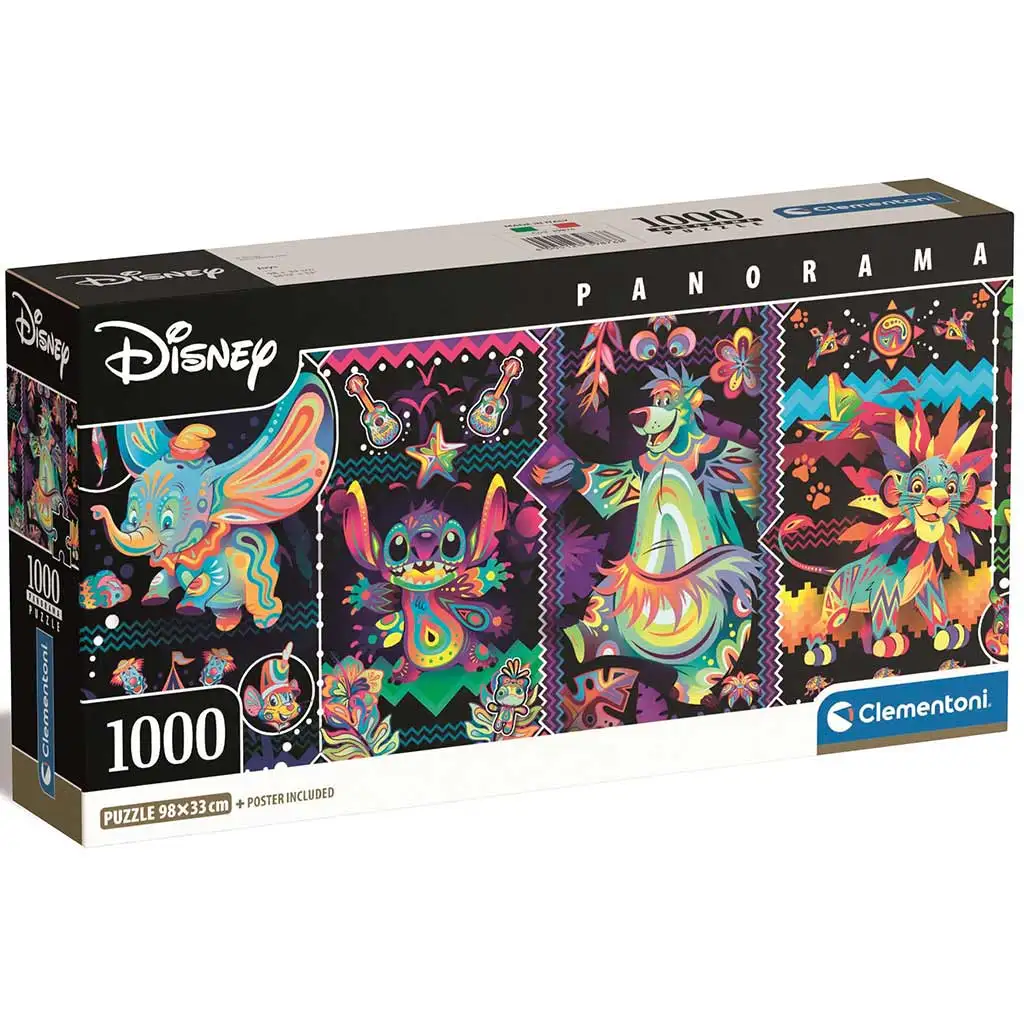 Disney: Неонови герои 1000 части панорамна пъзел 98x33см - Clementoni изображение 1