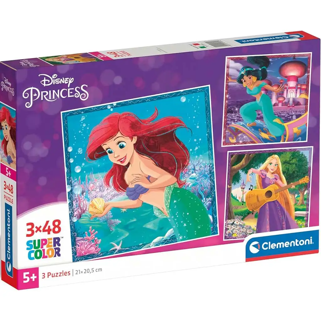 Disney Принцеси 3x48бр. Supercolor пъзел - Clementoni изображение 1