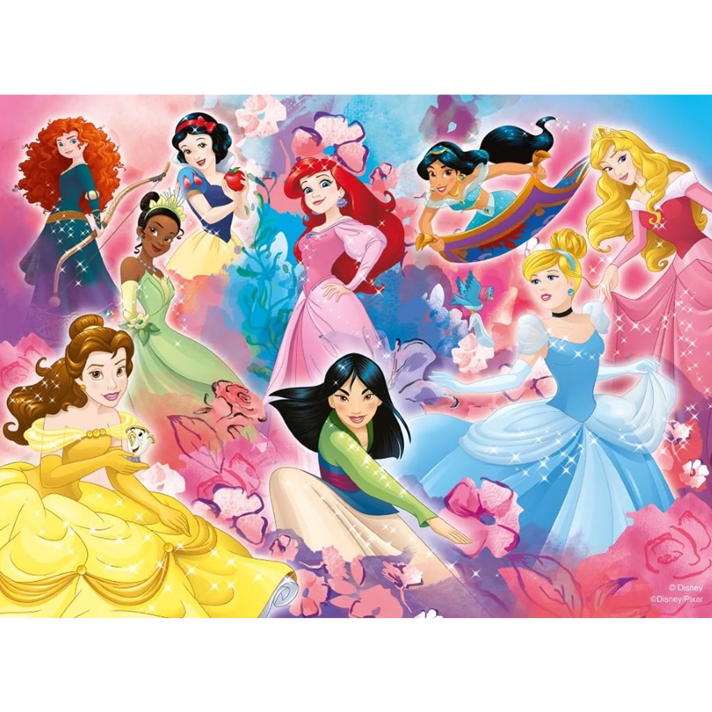 Disney принцеси отбор 2 в 1 24бр Eco maxi пъзел и оцветяване 70x50см - Lisciani изображение 2