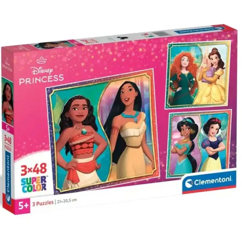 Disney Принцеси Supercolor 3x48бр. пъзел - Clementoni изображение 1
