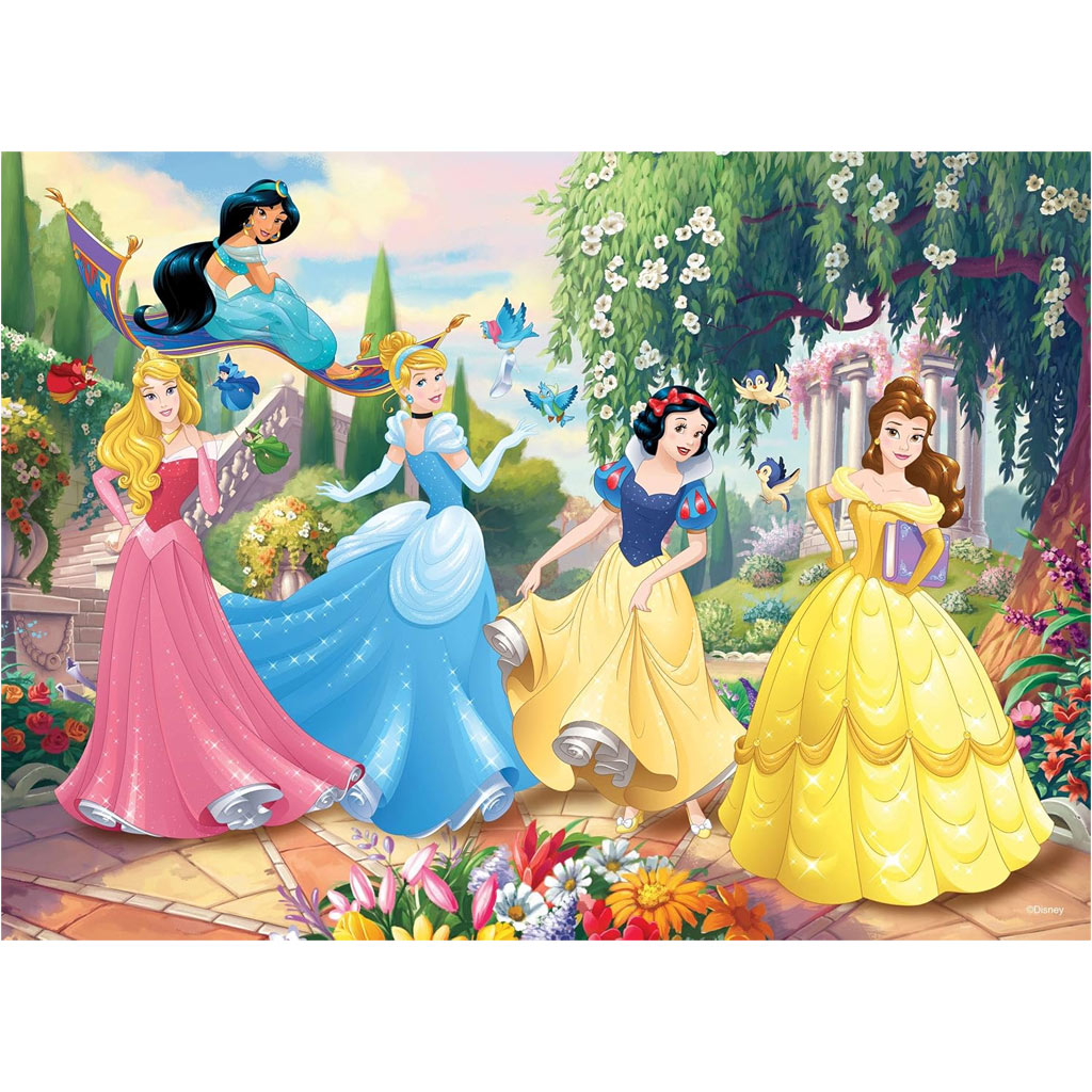 Disney Принцеси - Вълшебството на приказната градина 2 в 1 60 части пъзел и оцветяване 50x35см - Lisciani изображение 2