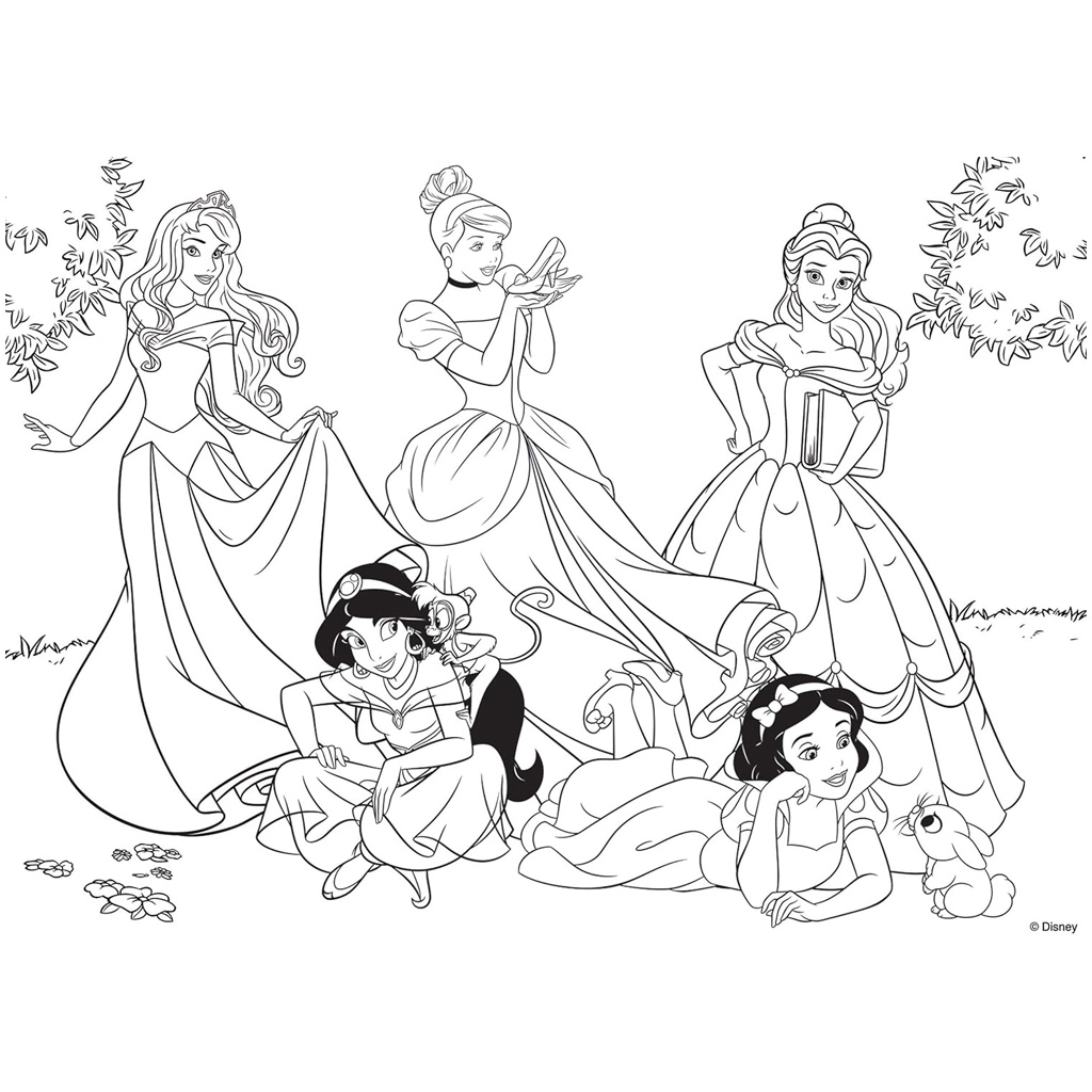 Disney Принцеси - Вълшебството на приказната градина 2 в 1 60 части пъзел и оцветяване 50x35см - Lisciani изображение 3