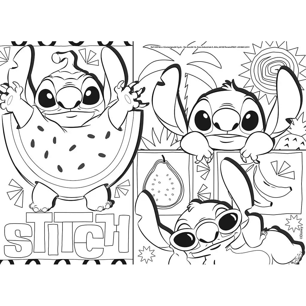 Disney Stitch 2 в 1 макси 4x48бр. пъзел и оцветяване 35x25см - Lisciani изображение 2