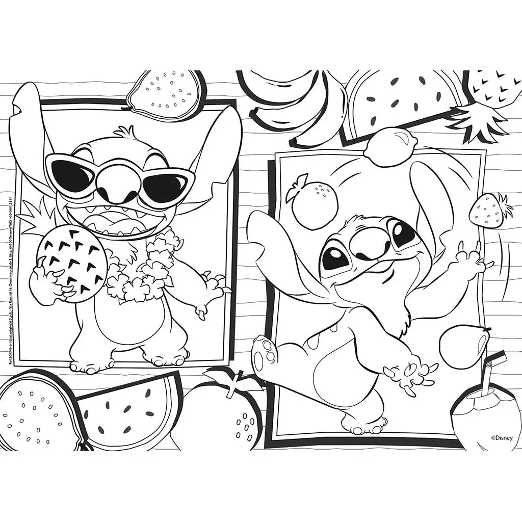 Disney Stitch 2 в 1 макси 4x48бр. пъзел и оцветяване 35x25см - Lisciani изображение 3