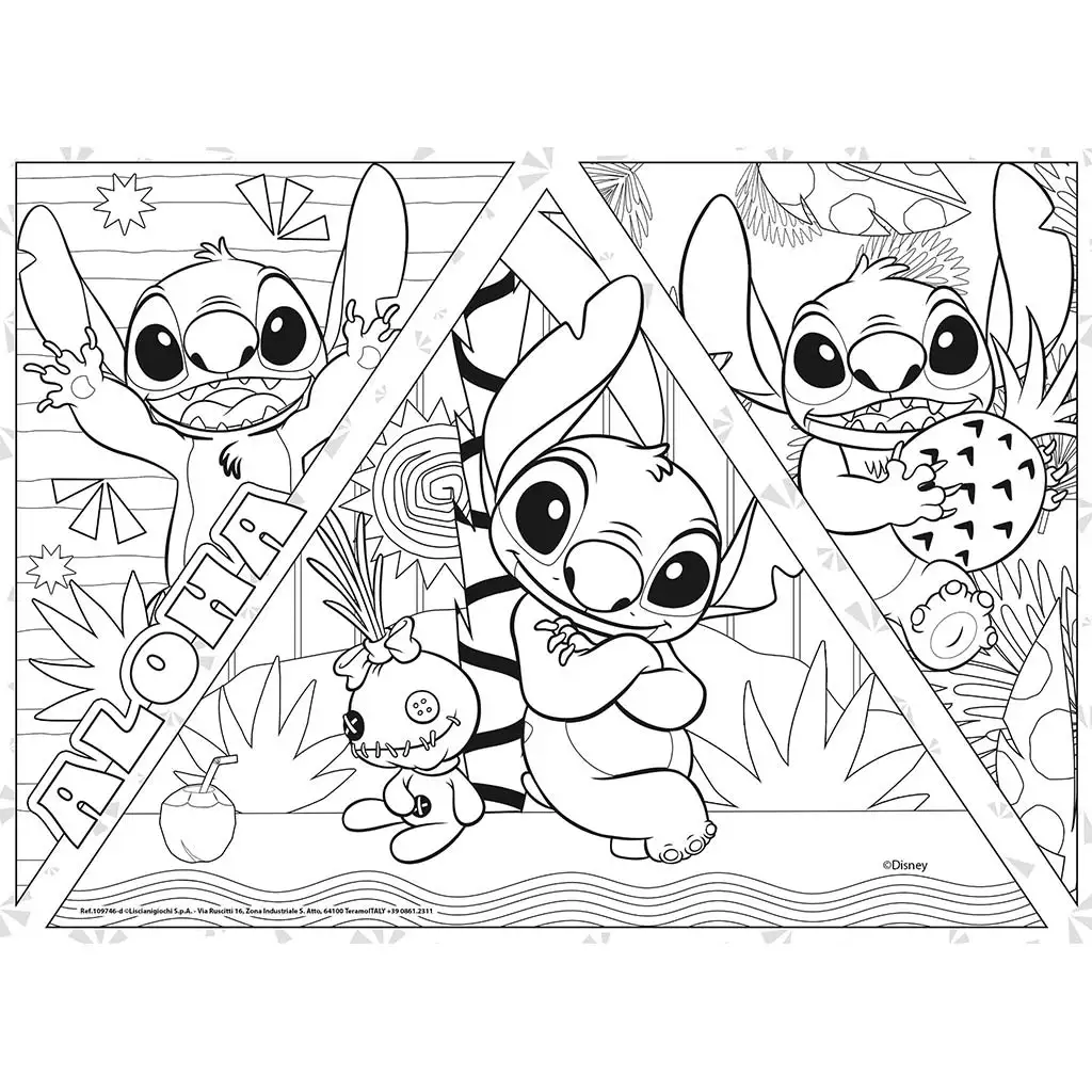 Disney Stitch 2 в 1 макси 4x48бр. пъзел и оцветяване 35x25см - Lisciani изображение 5