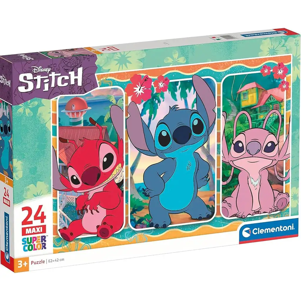 Disney Stitch 24 бр. макси суперцветен пъзел - Clementoni изображение 1