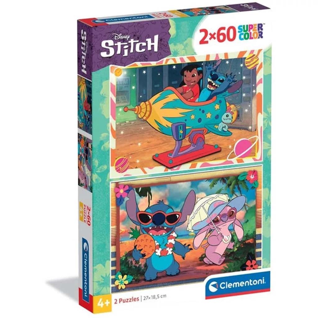 Disney Stitch 2x60бр. Supercolor пъзел - Clementoni изображение 1