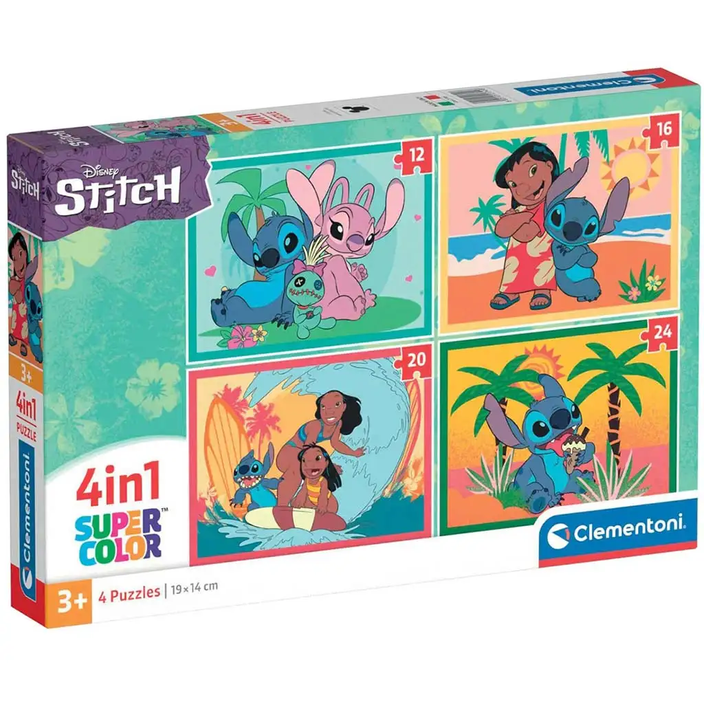 Disney Stitch 4в1 Суперколор пъзел - Clementoni изображение 1