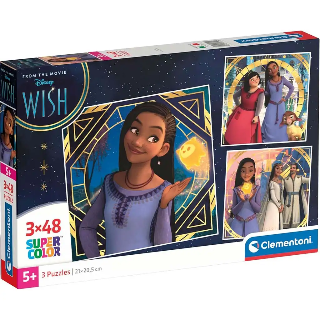 Disney Wish 3x48бр. Supercolor пъзел - Clementoni изображение 1