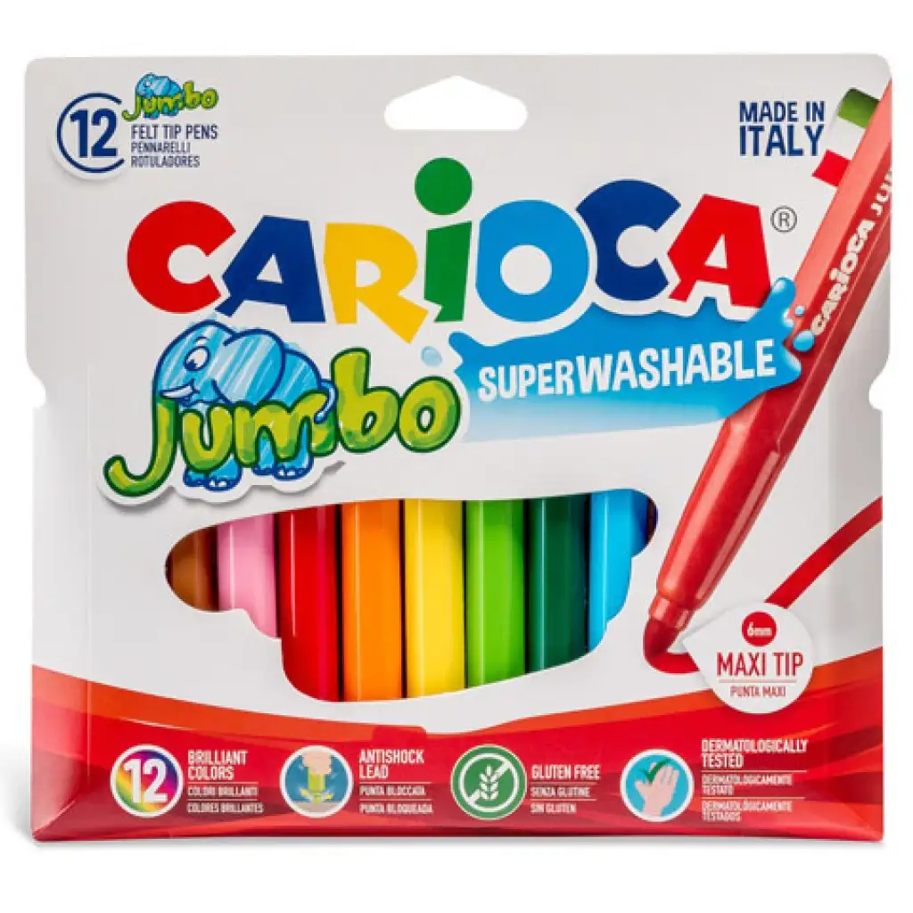 Джъмбо комплект флумастери в кутия 12бр - Carioca изображение 1
