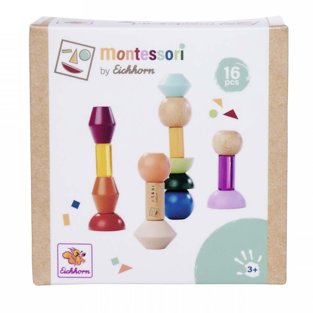 Eichhorn: Дървена Montessori Кула за строене с форми – Креативна балансова игра - Simba Toys изображение 1