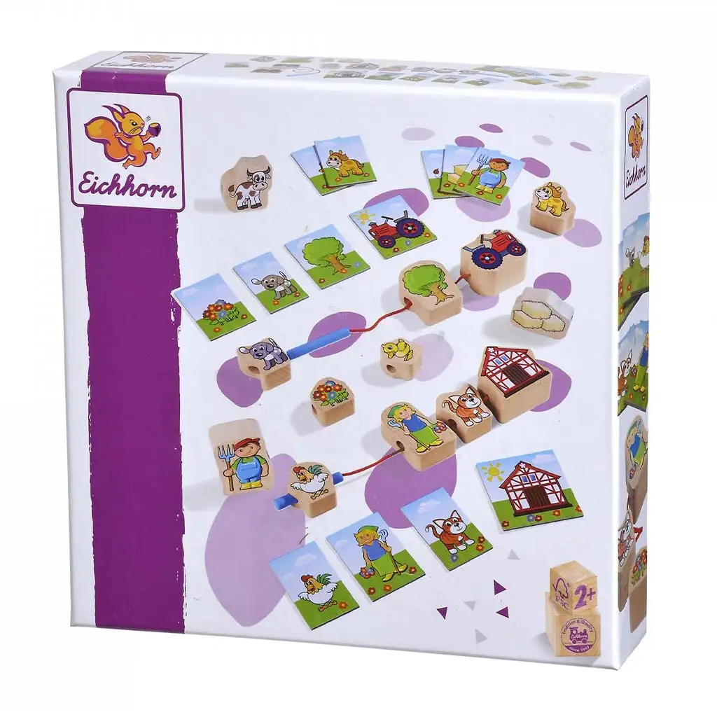 Eichhorn: Фермерска нанизваща дървена играчка 13бр. - Simba Toys изображение 1