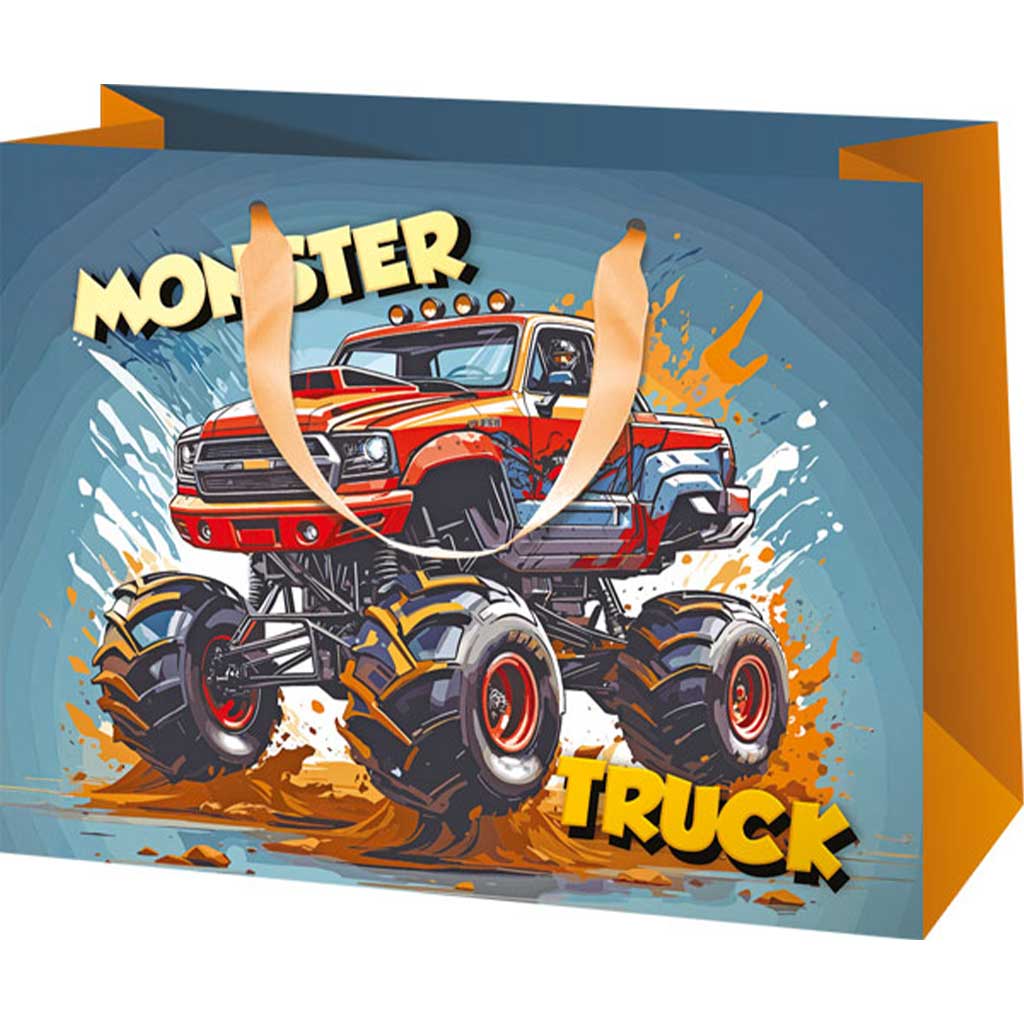 Ексклузивна голяма подаръчна чанта с Monster Truck мотиви 26x13x33cm изображение 1