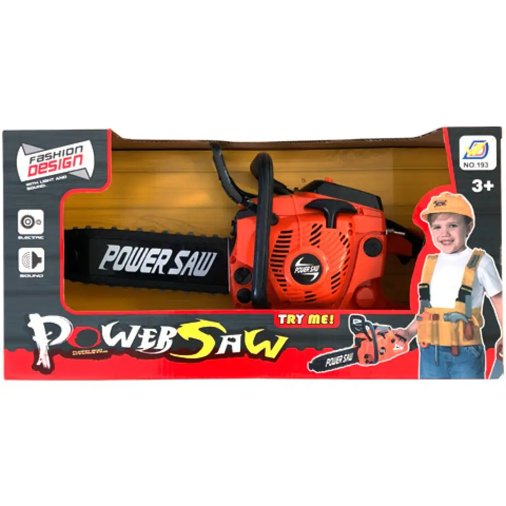 Електрически трион Power Saw с светлина и звук в оранжев цвят изображение 1