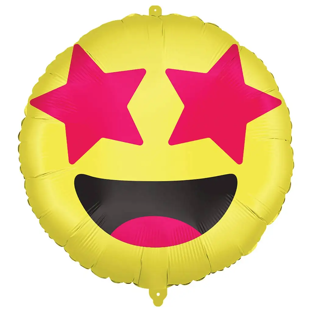 Emoji фолиен балон – Усмихнато лице с звездни очи 46cm изображение 1