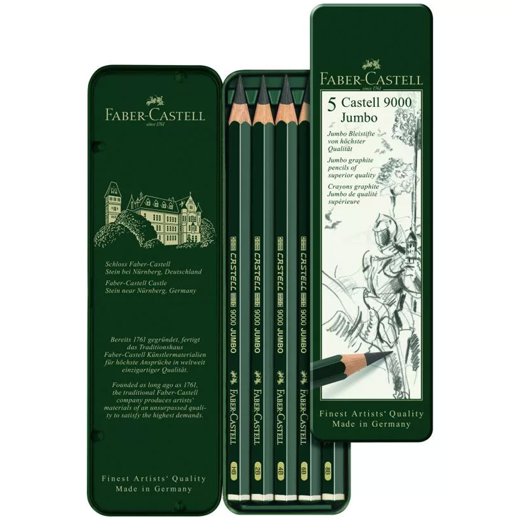Faber-Castell: 9000 Jumbo графитен молив в метална кутия, комплект от 5 броя изображение 1
