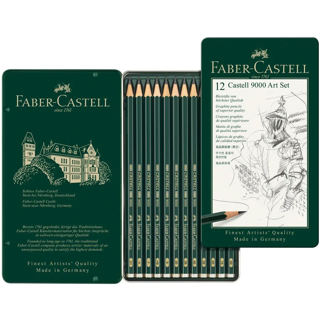 Faber-Castell: Castell 9000 Графитен молив комплект от 12 броя в метална кутия изображение 2