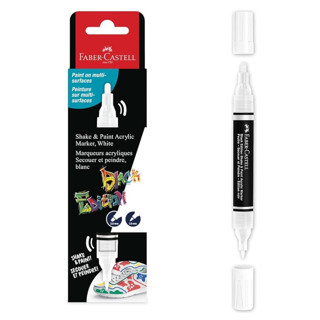 Faber-Castell: Черна серия Shake & Paint 2 края 3mm и 1mm бял маркер изображение 1