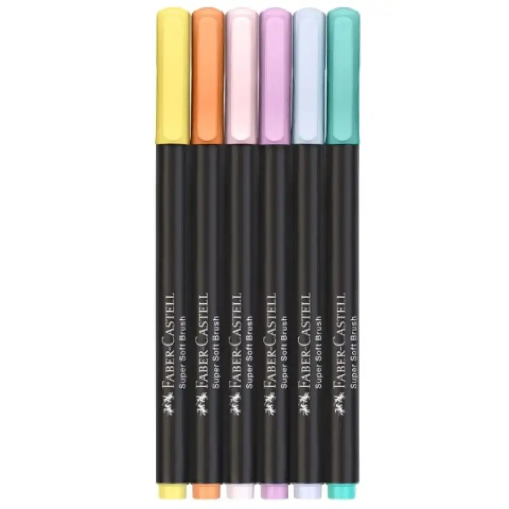 Faber-Castell: Черна версия пастелни цветове комплект от 6 броя цветни маркери изображение 2