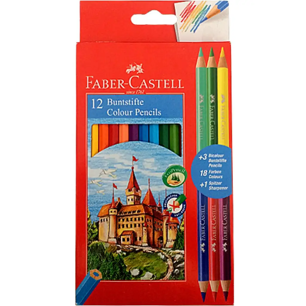 Faber-Castell: Цветни моливи 12бр. + 3бр. Биколор изображение 1